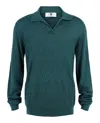 M Missoni Long Sleeve Zig Zag Knit Polo Shirt In Green