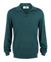 M Missoni Long Sleeve Zig Zag Knit Polo Shirt In Green