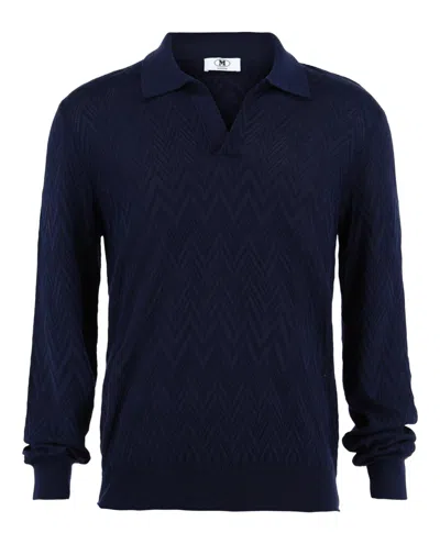M Missoni Long Sleeve Zig Zag Knit Polo Sweater In Multi