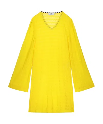 M Missoni Long-sleeved Mini Dress In Yellow