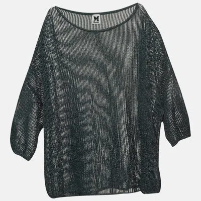 Pre-owned M Missoni Lurex Patterned Knit Oversized Top S In Green