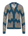 M Missoni Man Cardigan Blue Size L Wool, Viscose In Blue