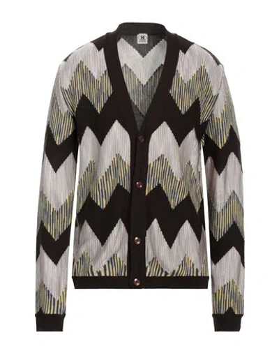 M Missoni Man Cardigan Dark Brown Size L Wool, Viscose