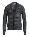 M Missoni Man Cardigan Midnight Blue Size Xxl Wool In Black