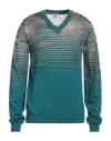 M Missoni Man Sweater Deep Teal Size L Wool In Green