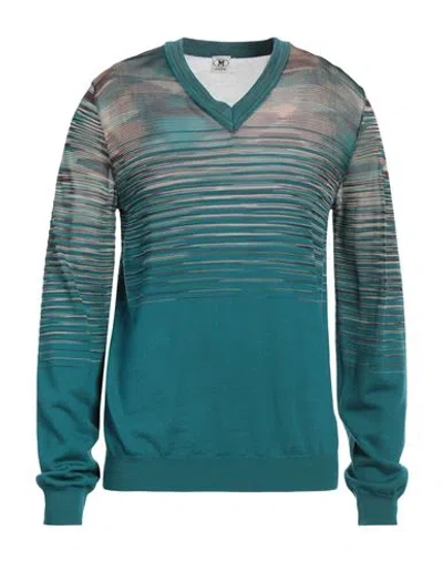 M Missoni Man Sweater Deep Teal Size L Wool In Green