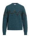 M Missoni Man Sweater Deep Teal Size Xxl Wool In Green