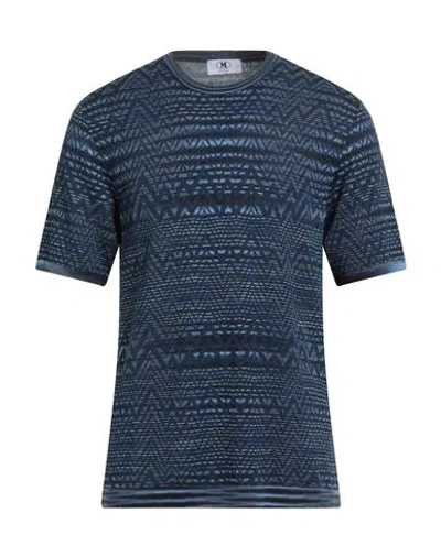 M Missoni Man Sweater Navy Size Xl Viscose, Cotton In Blue
