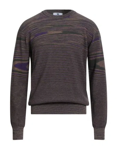 M Missoni Man Sweater Purple Size Xl Cotton, Wool In Multi