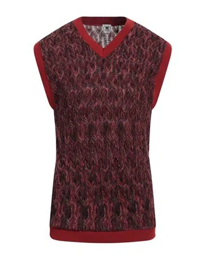M Missoni Man Sweater Rust Size L Wool, Polyamide In Red