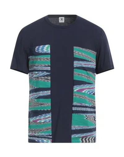 M Missoni Man T-shirt Navy Blue Size L Cotton