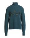 M Missoni Man Turtleneck Deep Teal Size Xl Wool In Green