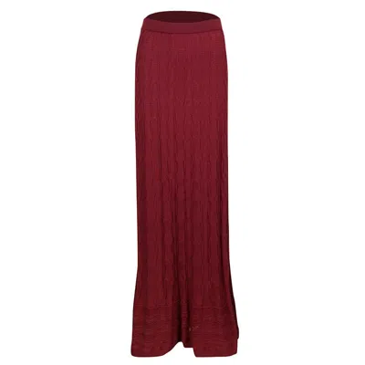 M Missoni Maroon Patterned Knit Maxi Skirt In Red