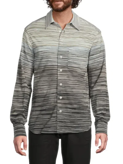 M Missoni Men's Slub Striped Cotton Shirt In Neutral
