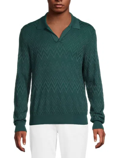 M MISSONI MEN'S TEXTURED CHEVRON POLO SHIRT