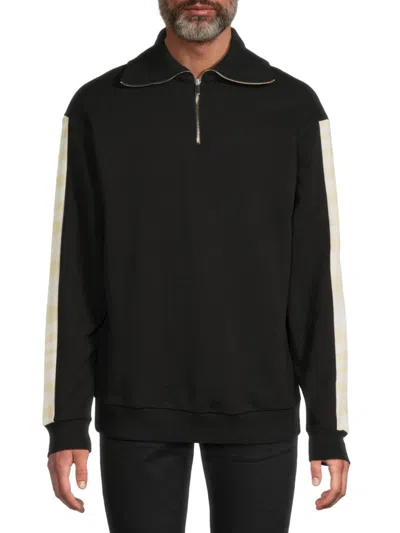 M Missoni Men's Zigzag Stripe Cotton Quarter-zip Sweatshirt In Black