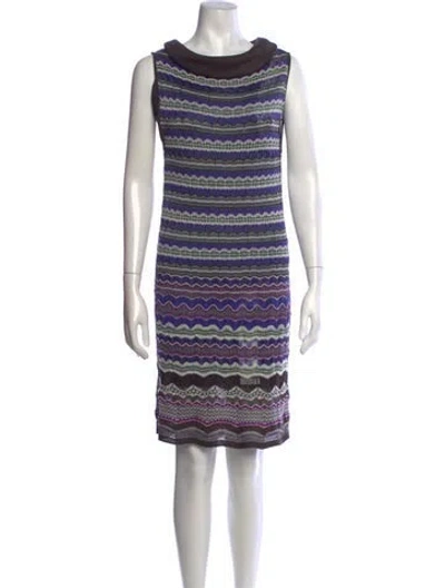 Pre-owned M Missoni Merino Wool Knee-length Dress In Blue