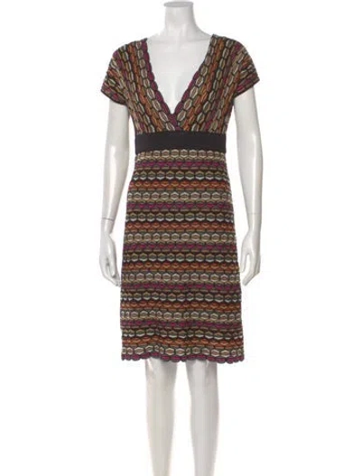 Pre-owned M Missoni Merino Wool Knee-length Dress In Brown