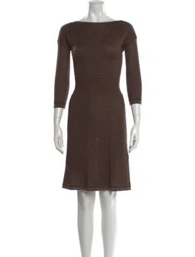 Pre-owned M Missoni Merino Wool Knee-length Dress In Brown