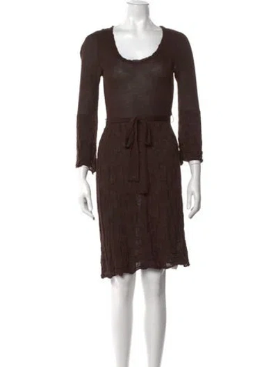 Pre-owned M Missoni Merino Wool Knee-length Dress In Brown