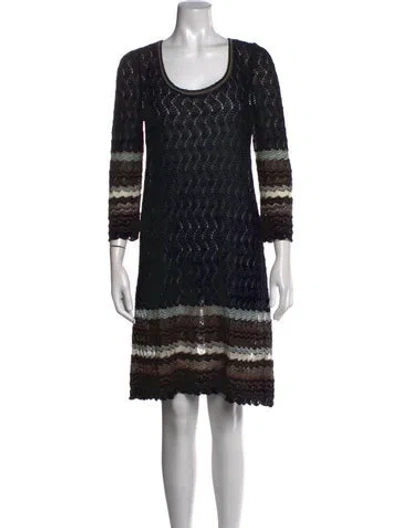 Pre-owned M Missoni Merino Wool Midi Length Dress In Black