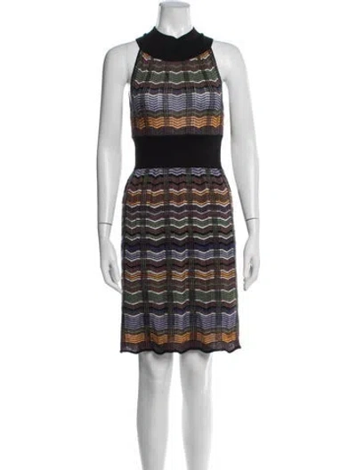Pre-owned M Missoni Merino Wool Mini Dress In Black