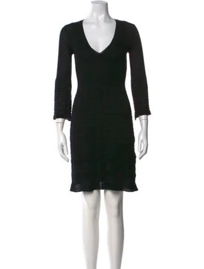 Pre-owned M Missoni Merino Wool Mini Dress In Black