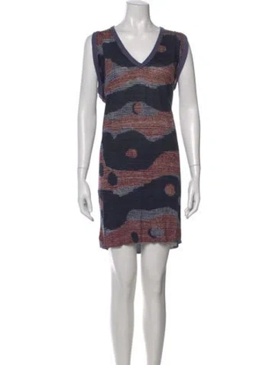Pre-owned M Missoni Merino Wool Mini Dress In Blue