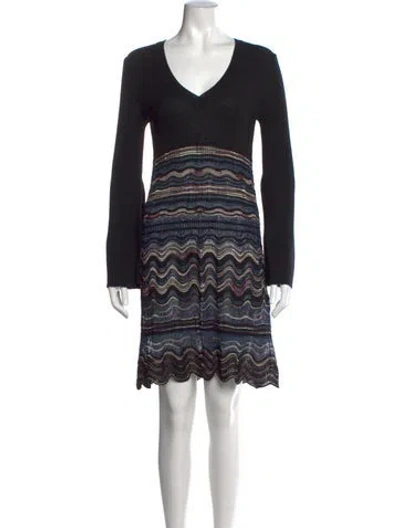 Pre-owned M Missoni Merino Wool Mini Dress In Blue