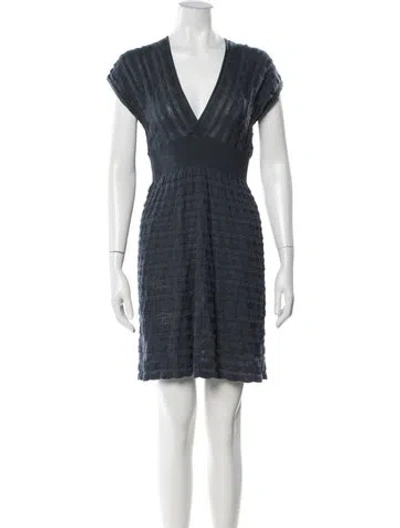 Pre-owned M Missoni Merino Wool Mini Dress In Blue