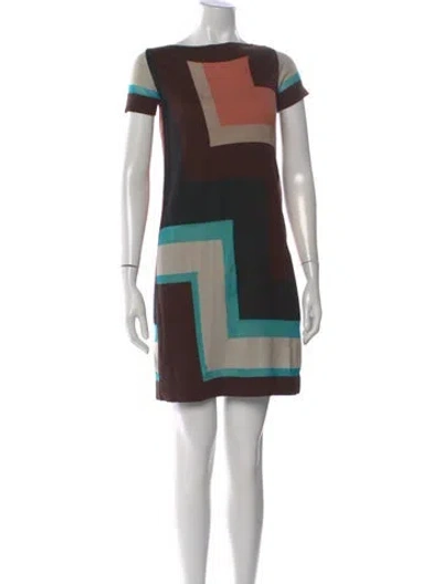 Pre-owned M Missoni Merino Wool Mini Dress In Brown