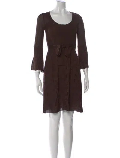 Pre-owned M Missoni Merino Wool Mini Dress In Brown