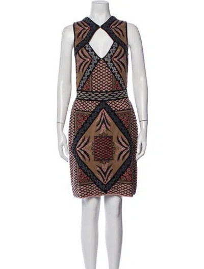 Pre-owned M Missoni Merino Wool Mini Dress In Brown