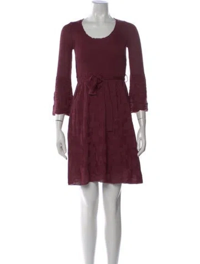 Pre-owned M Missoni Merino Wool Mini Dress In Burgundy