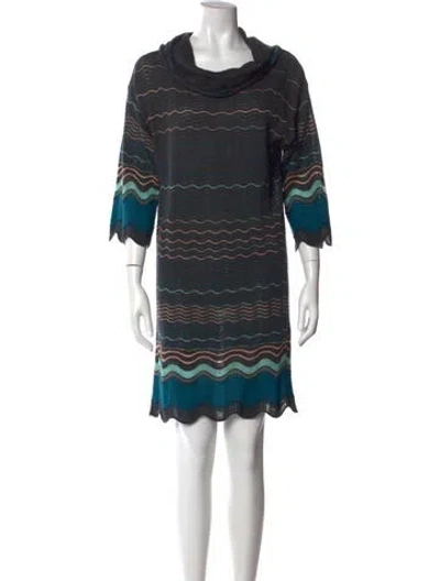 Pre-owned M Missoni Merino Wool Mini Dress In Gray