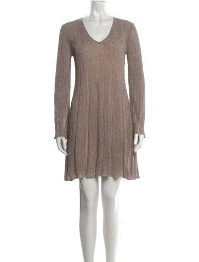 Pre-owned M Missoni Merino Wool Mini Dress In Metallic