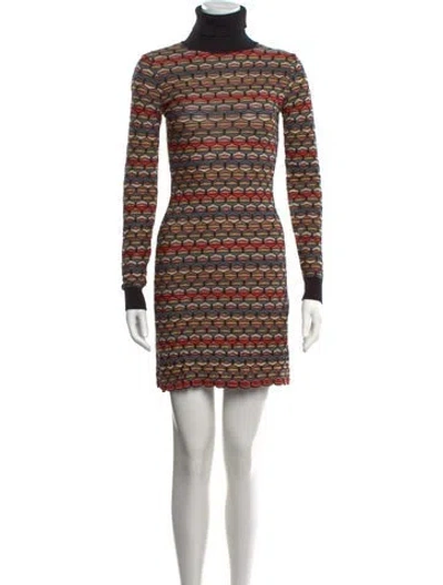 Pre-owned M Missoni Merino Wool Mini Dress In Neutrals