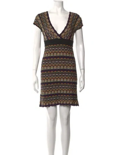 Pre-owned M Missoni Merino Wool Mini Dress In Neutrals