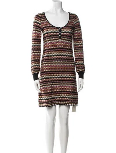Pre-owned M Missoni Merino Wool Mini Dress In Orange