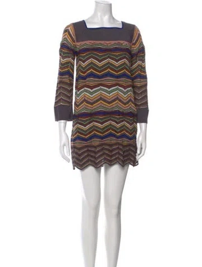 Pre-owned M Missoni Merino Wool Mini Dress In Pink