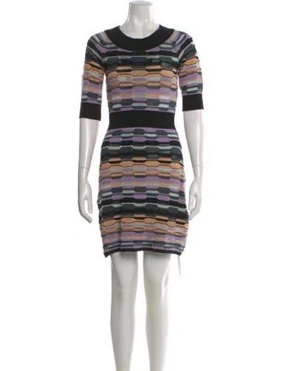 Pre-owned M Missoni Merino Wool Mini Dress In Purple
