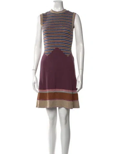 Pre-owned M Missoni Merino Wool Mini Dress In Purple