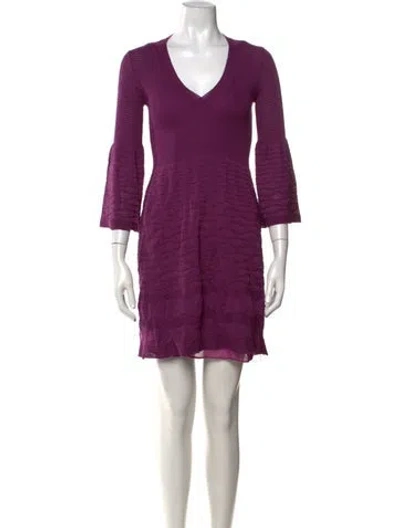Pre-owned M Missoni Merino Wool Mini Dress W/ Tags In Purple
