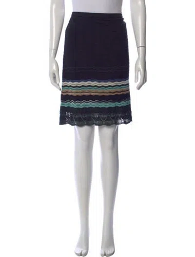 Pre-owned M Missoni Merino Wool Mini Skirt In Blue