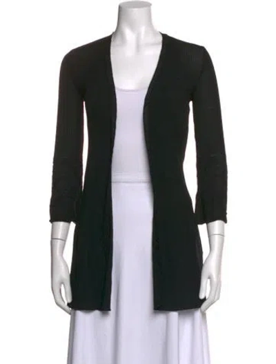 Pre-owned M Missoni Merino Wool Open Front Sweater In Black