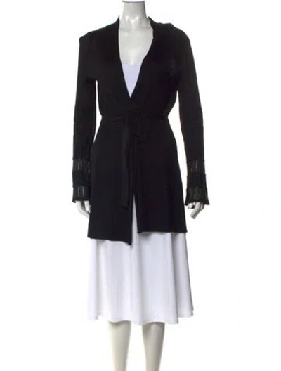 Pre-owned M Missoni Merino Wool Open Front Sweater In Black