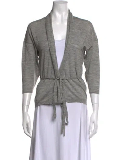 Pre-owned M Missoni Merino Wool Open Front Sweater In Gray