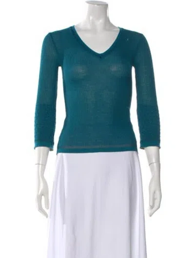 Pre-owned M Missoni Merino Wool Patterned Sweater In Blue