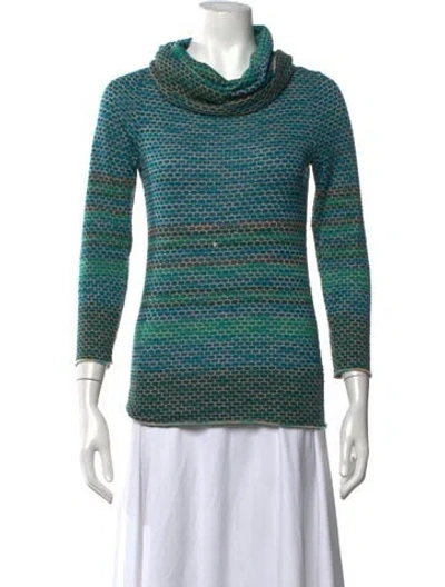 Pre-owned M Missoni Merino Wool Patterned Sweater In Blue