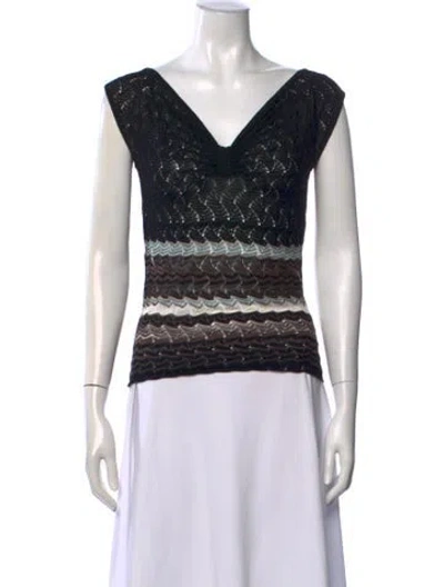 Pre-owned M Missoni Merino Wool Patterned Top In Black